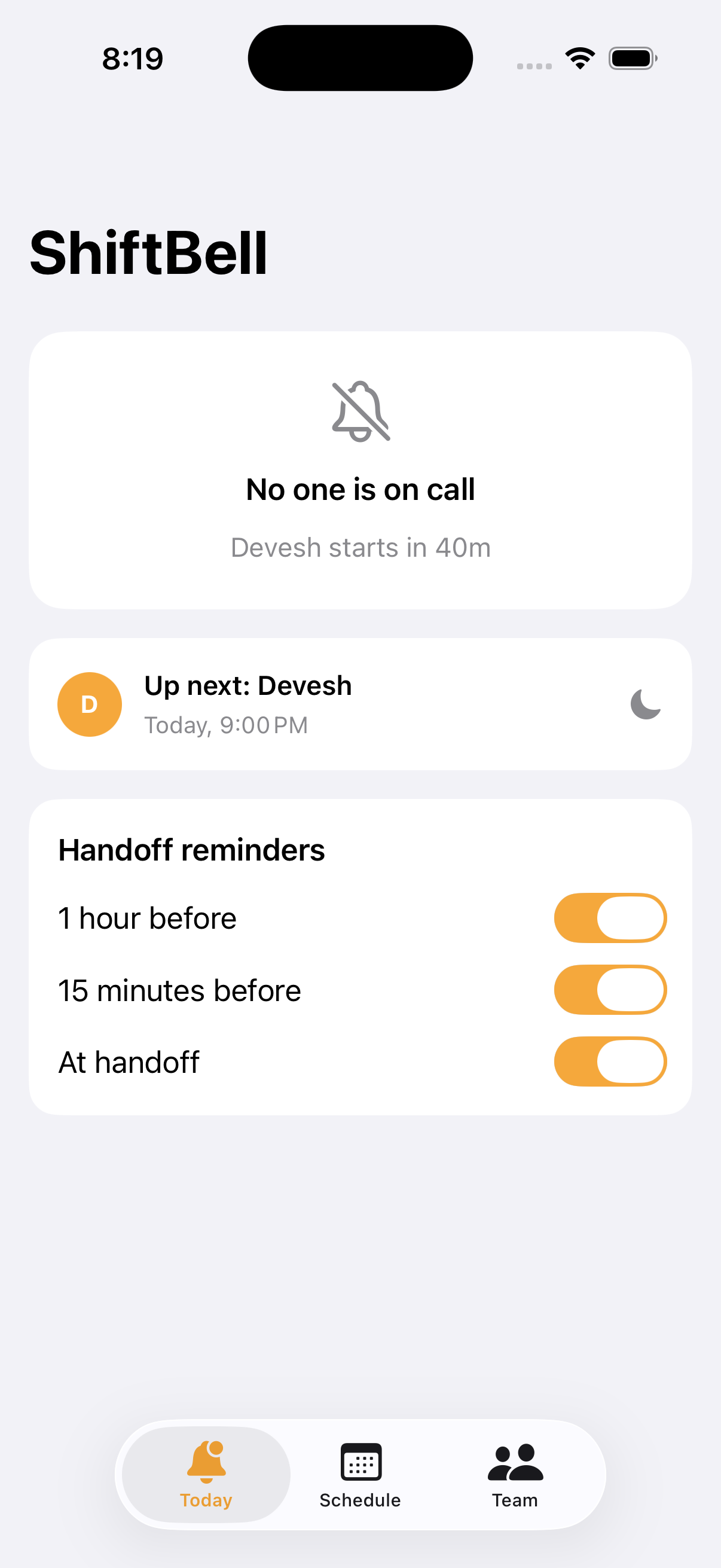 ShiftBell screenshot 1